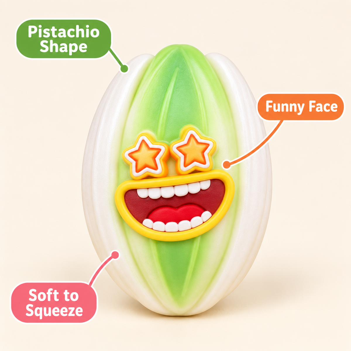 Pistachio Crunchy Squishy Toy with a Split Shell and Funny Face · mproduct-2d33713ee7bdf71b4a30