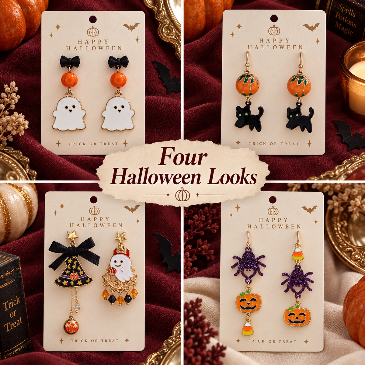 Halloween Ghost Pumpkin Earrings Collection Four Designs · mproduct-2ddb0ed19ce61f2bb182