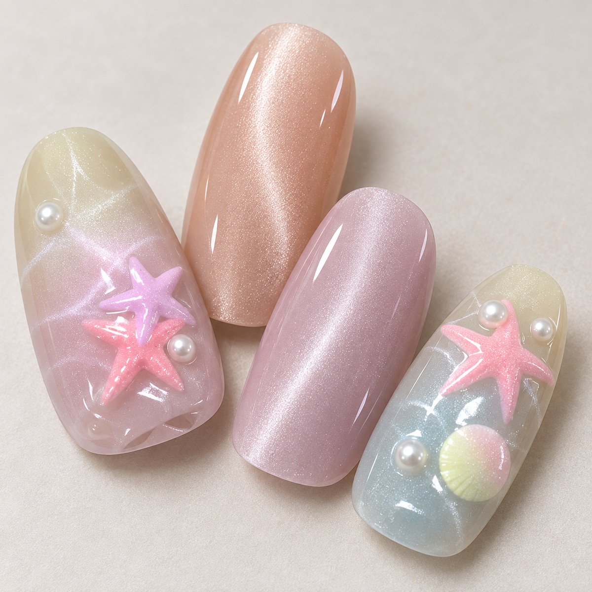 Seaside Pearl Shell Cat Eye Press On Nail Set · mproduct-2e0bd3d951ebdf535015