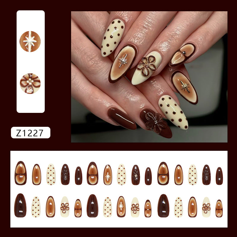 Caramel Latte Floral Starburst Press On Nail Set · mproduct-2e18d05ad6fa76d2a310