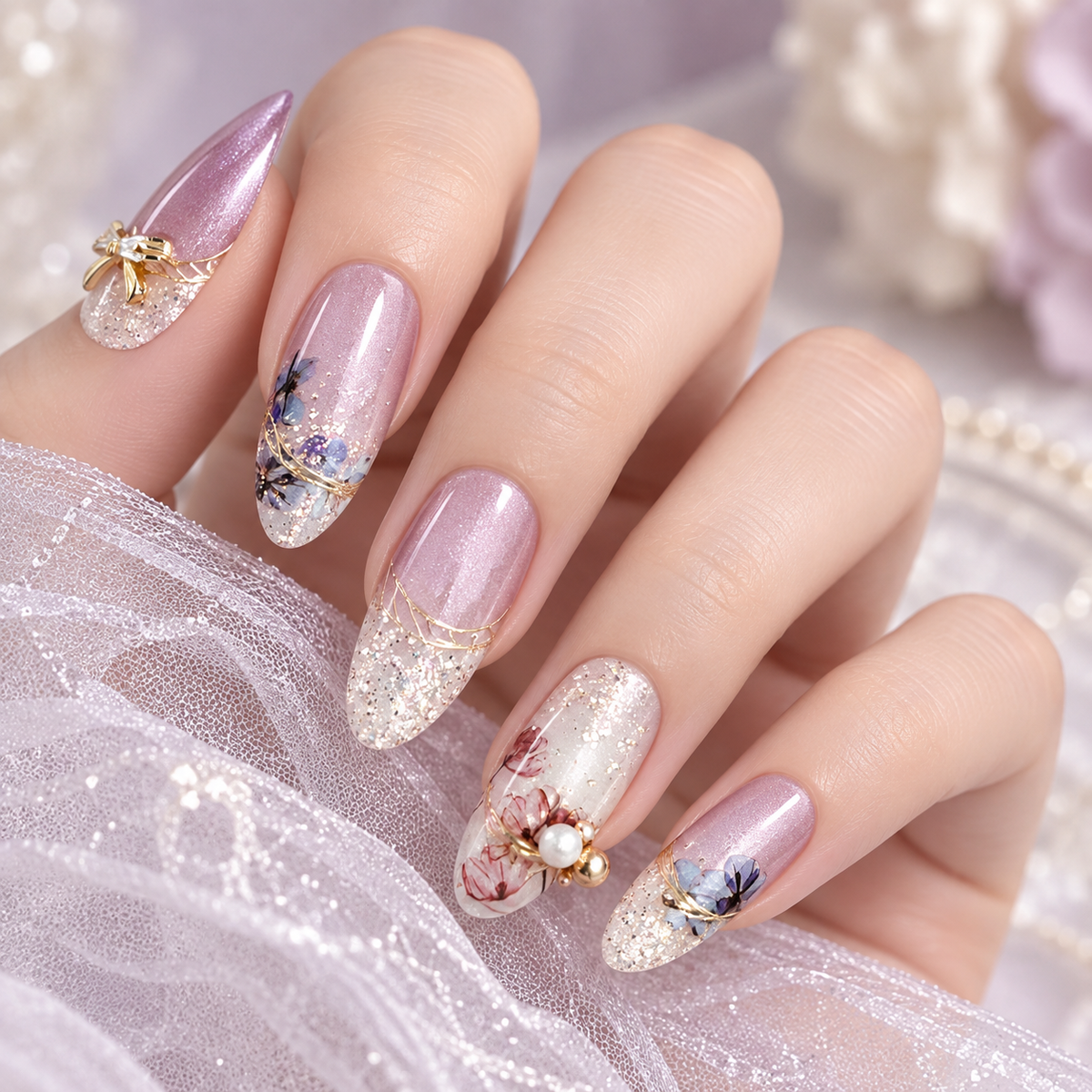 Gilded Dream Purple Bow Pearl Press On Nail Set · mproduct-2e72bde5a107fc7982d4