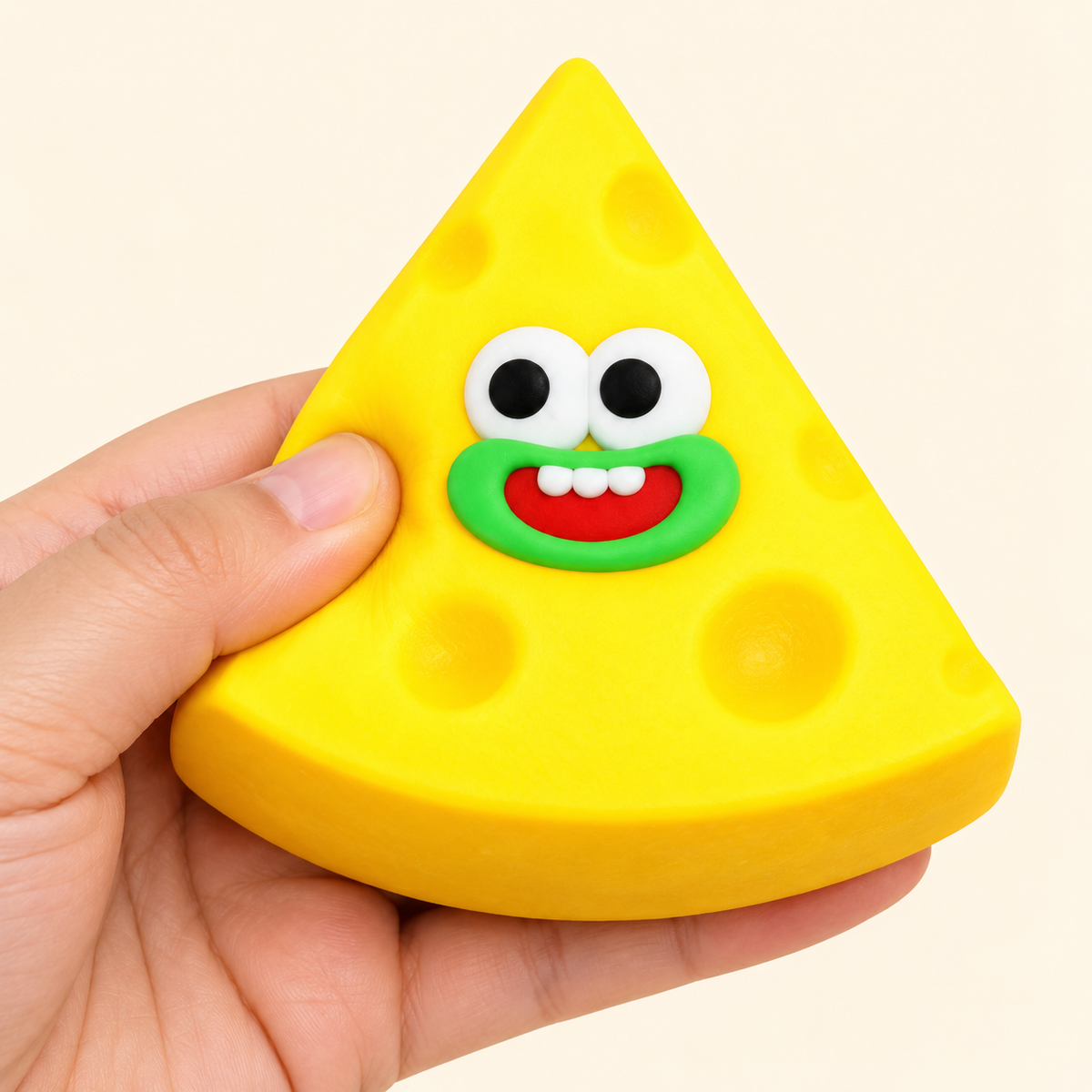 Cheese Wedge Crunchy Squishy Toy with a Yellow Triangle and Funny Face · mproduct-30c9f7e67cdc88818f5b