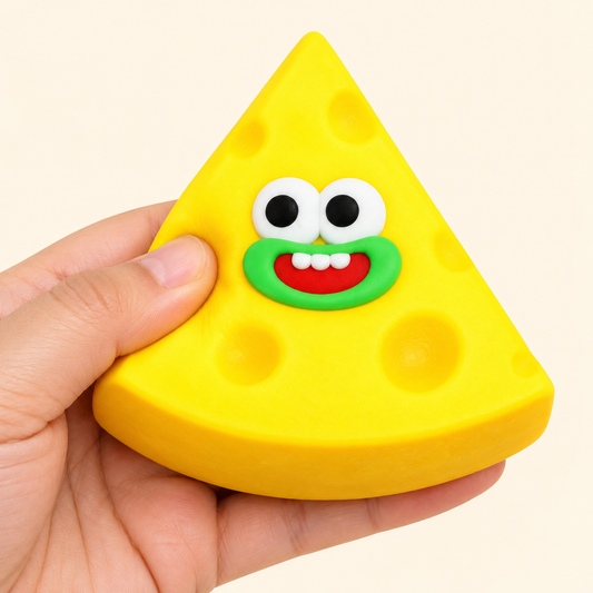 Cheese Wedge Crunchy Squishy Toy with a Yellow Triangle and Funny Face · mproduct-30c9f7e67cdc88818f5b