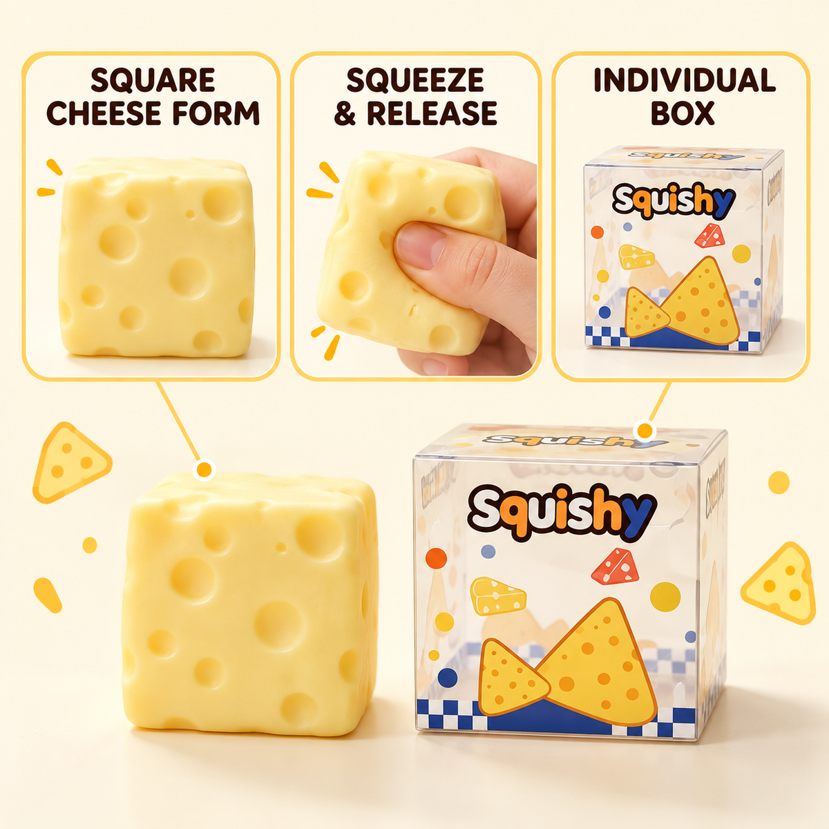 Small Square Cheese Squishy 6 cm · mproduct-321327fc348865dc97c2