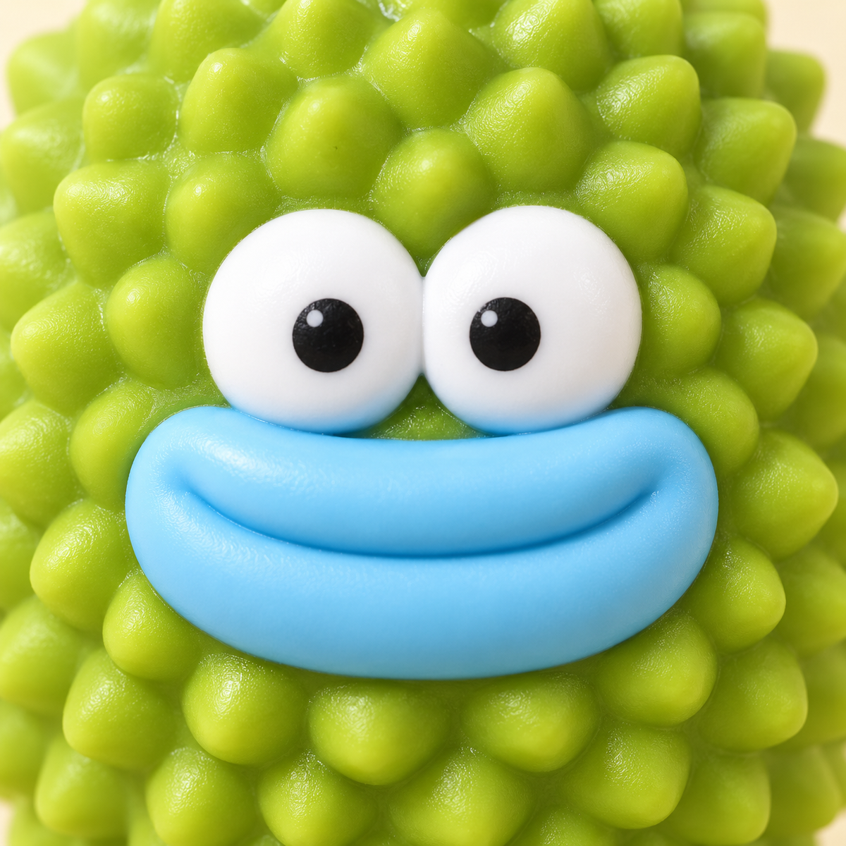 Durian Crunchy Squishy Toy with a Green Textured Shell and Funny Face · mproduct-329edb7a1926c1058dc8