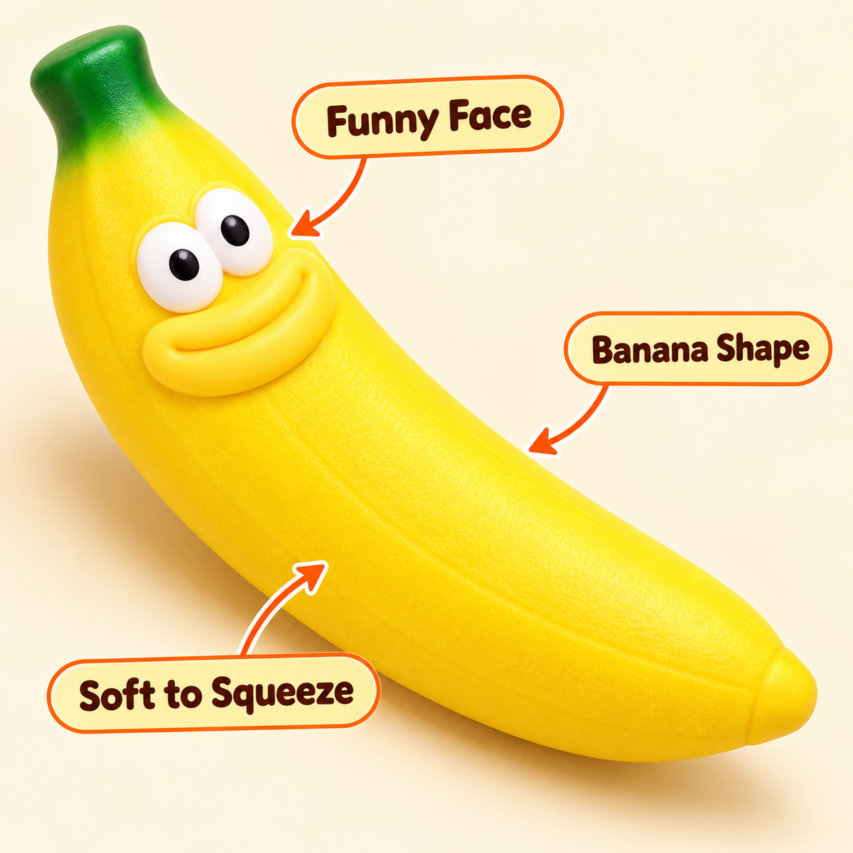 Banana Crunchy Squishy Toy with a Curved Yellow Shape and Funny Face · mproduct-3359539170f33242d61e