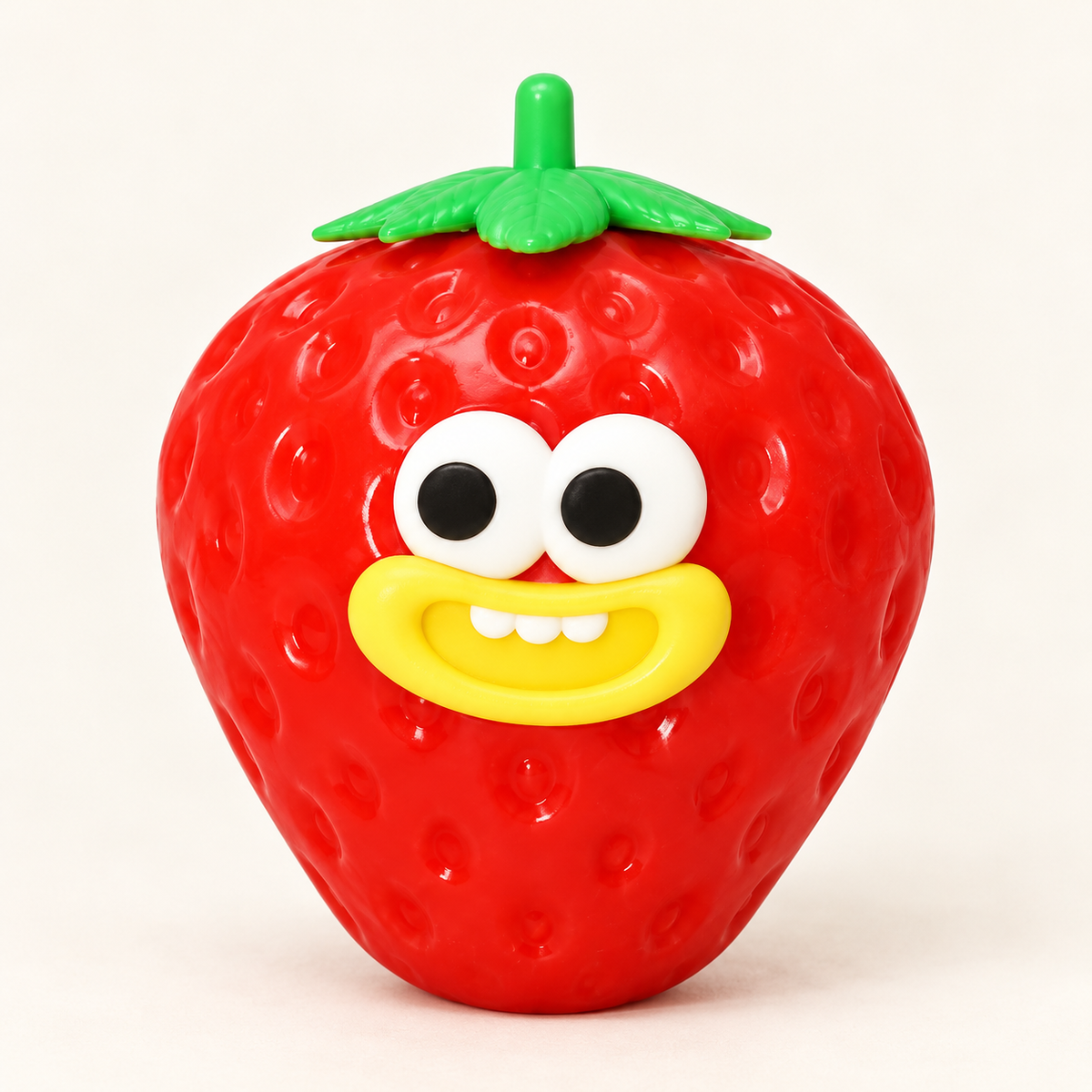 Strawberry Squishy Toy with a Green Leaf Top and Funny Face · mproduct-35461bc8ae2bcc8c2d0c