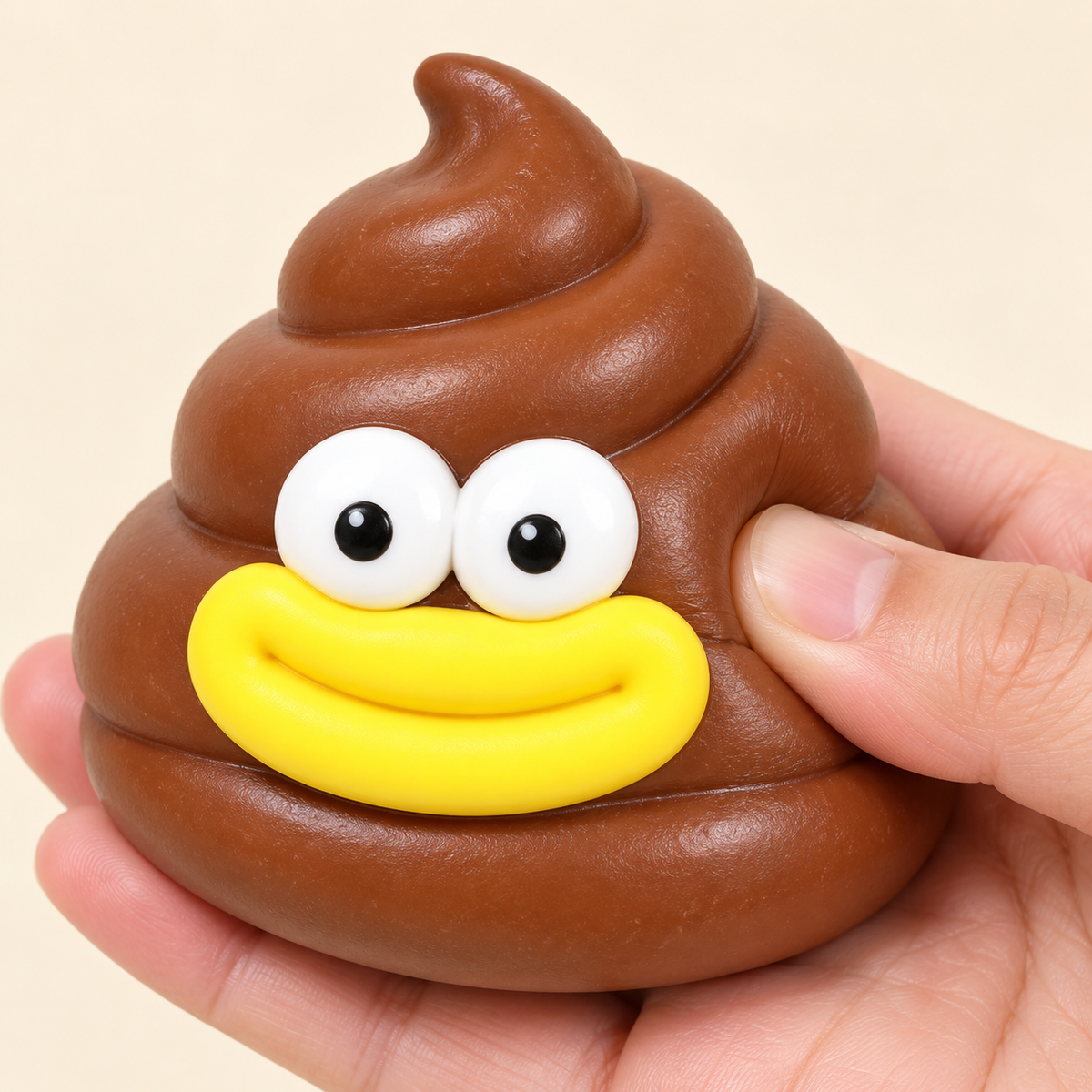 Poop Crunchy Squishy Toy with a Brown Swirl Shape and Funny Face · mproduct-35922f5b9be689869cd8