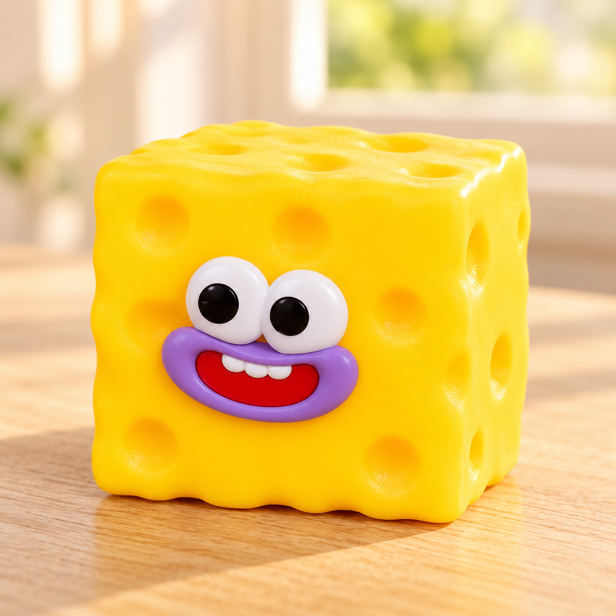 Square Cheese Crunchy Squishy Toy with Dimpled Sides and Funny Face · mproduct-38b922d56ca130f613e0