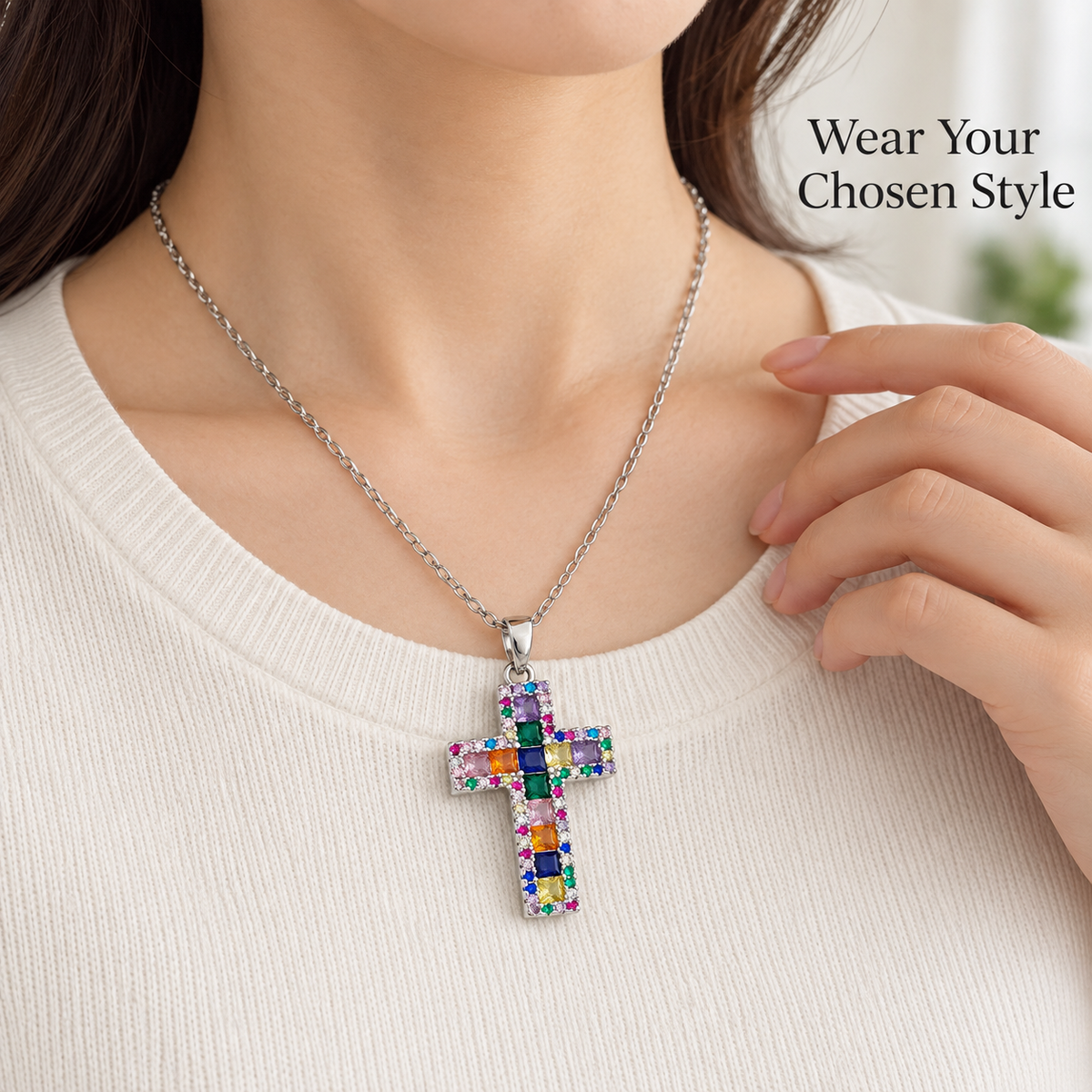 Faceted Stone Cross Necklace · mproduct-3b47a18138c29048fe8f