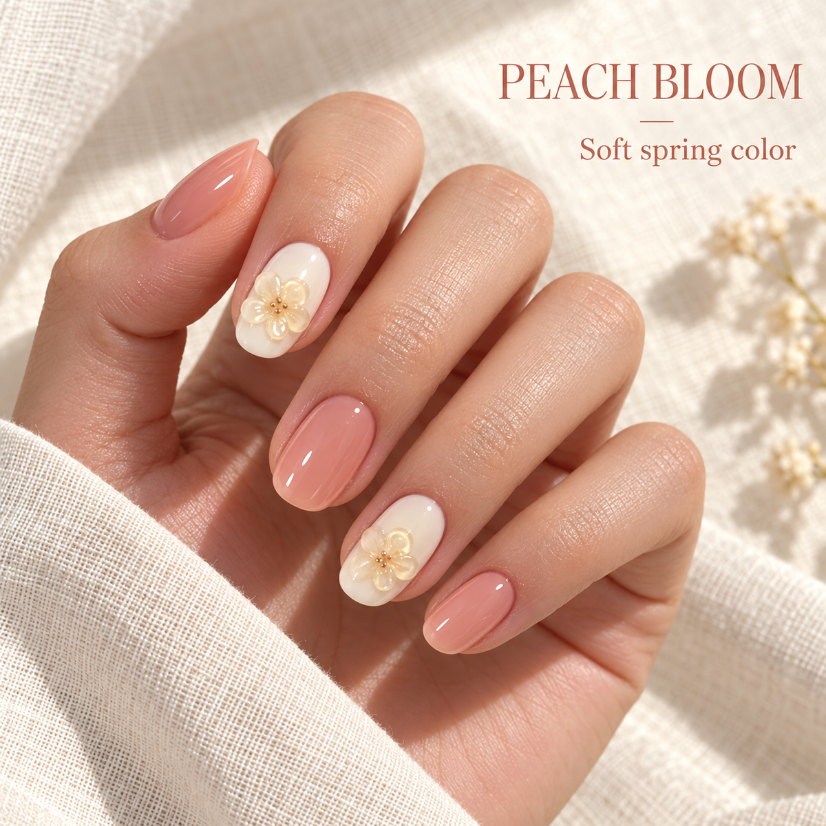 Peach Blossom Crystal Short Press On Nail Set · mproduct-3b757ec567fae89d7263