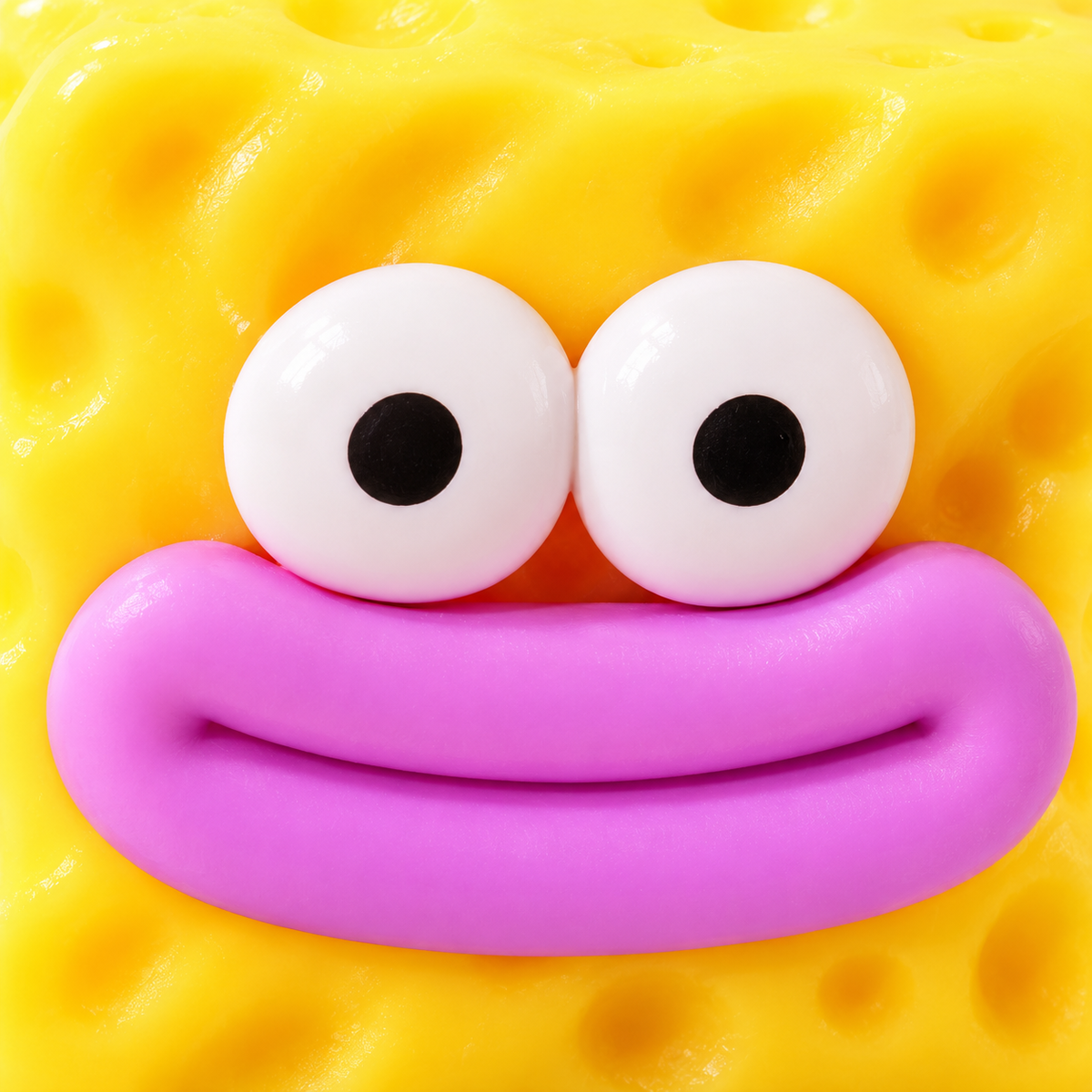 Cheese Cube Crunchy Squishy Toy with Dimpled Sides and a Funny Face · mproduct-3bd2606d9cd5ad804a60