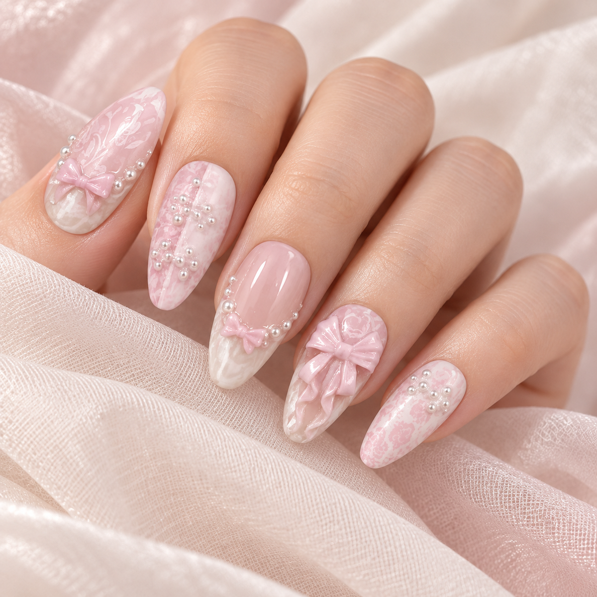 Sugar Pearl Bow French Press On Nail Set · mproduct-3c4ddf81923d73472943