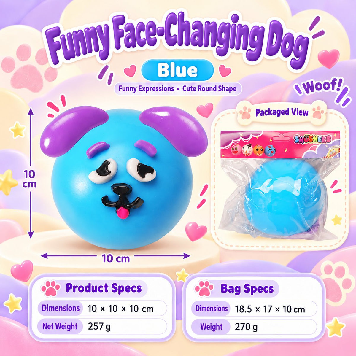 Funny Dog Face Change Squishy 10 cm Five Colors · mproduct-3e313b44aa40ecb930ec