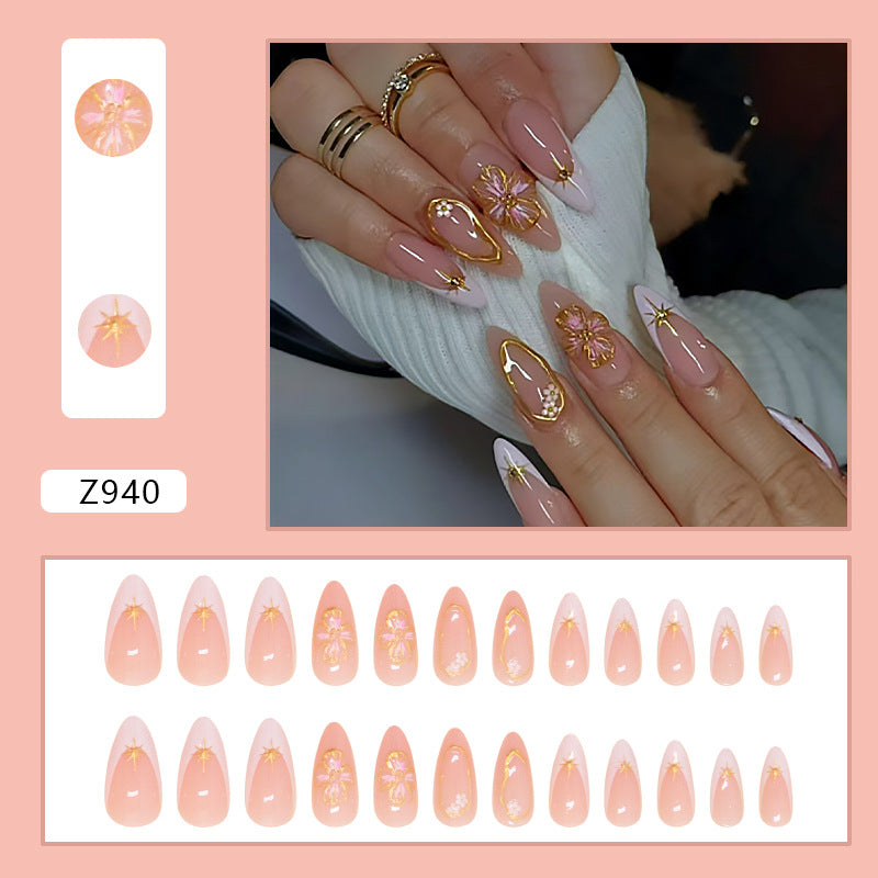Peach Blossom Crystal French Press On Nail Set · mproduct-41230c50f612be3d18b2