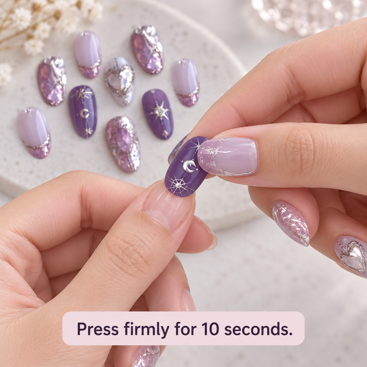 Dreamy Celestial Crystal Heart Press On Nail Set · mproduct-416bd90bbd176bf0fa57