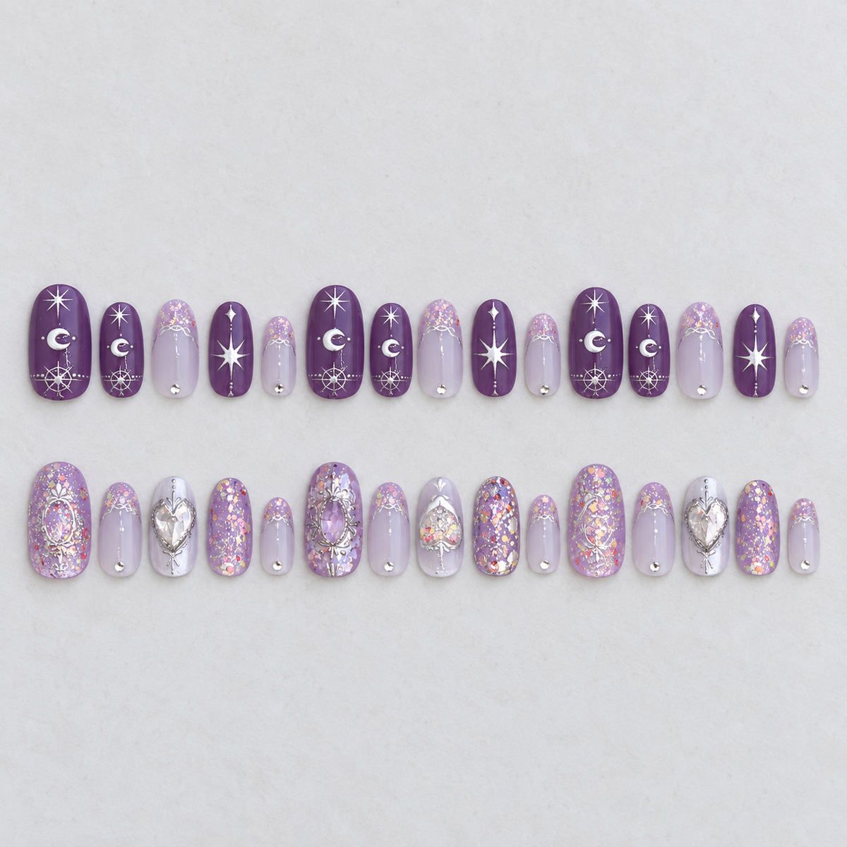 Dreamy Celestial Crystal Heart Press On Nail Set · mproduct-41b37ab7d3842cadf802