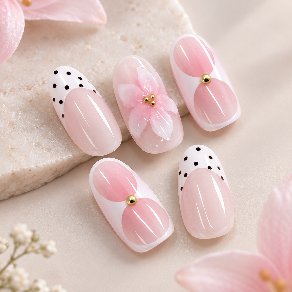 Blush Lily Polka Dot French Press On Nail Set · mproduct-4b753644d5536f407f84