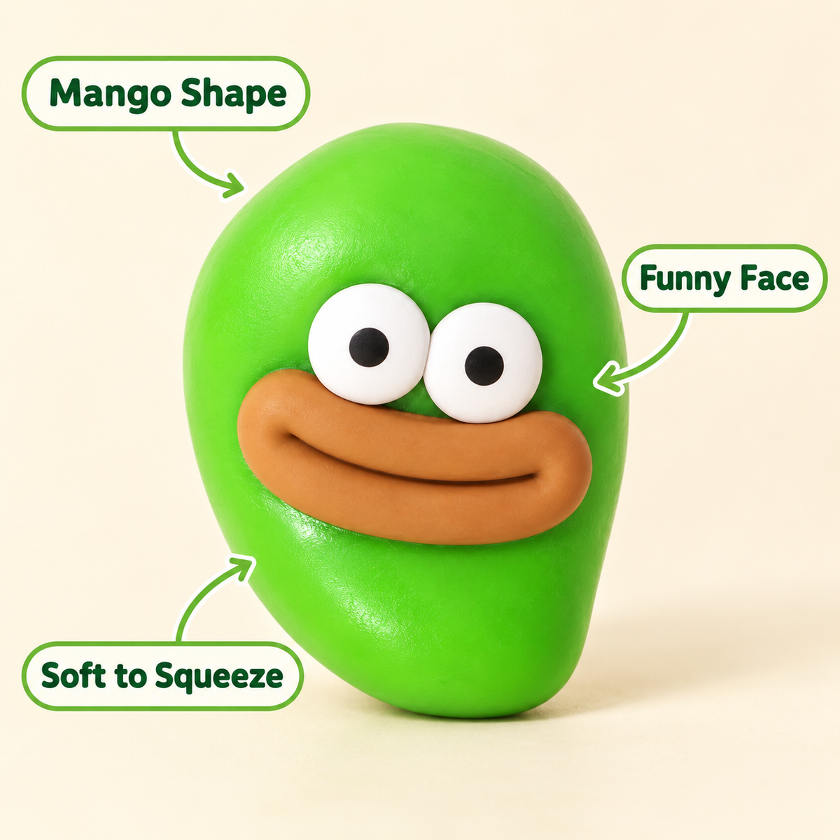 Green Mango Crunchy Squishy Toy with a Rounded Shape and Funny Face · mproduct-4c4c1db75cc7f2145786