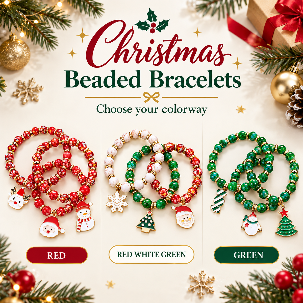 Christmas Beaded Bracelets Three Colors · mproduct-4eba59b7bdaffecc2153