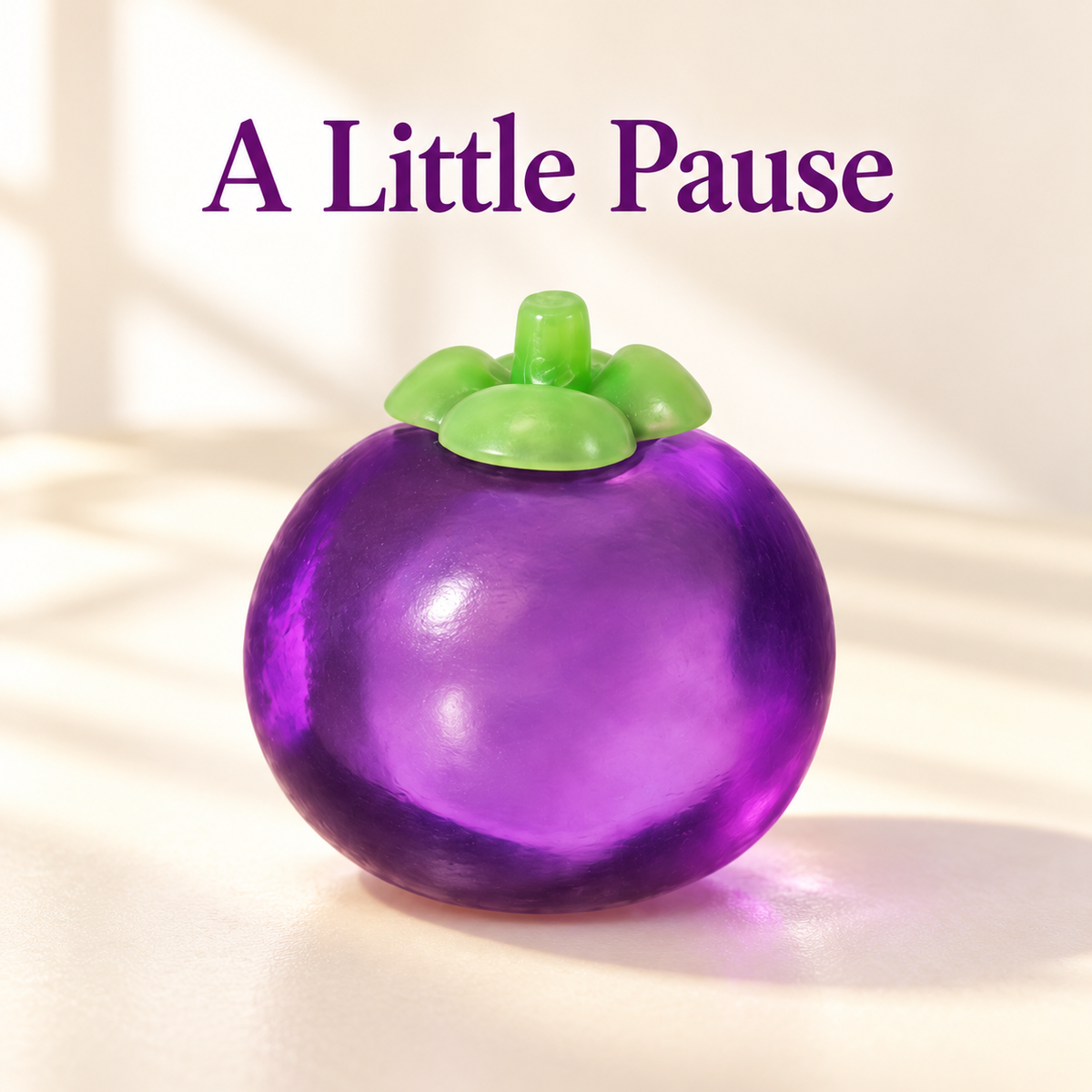 Purple Mangosteen Squishy Toy with a Green Leaf Top · mproduct-53a5a118ecaf3e02f8b4