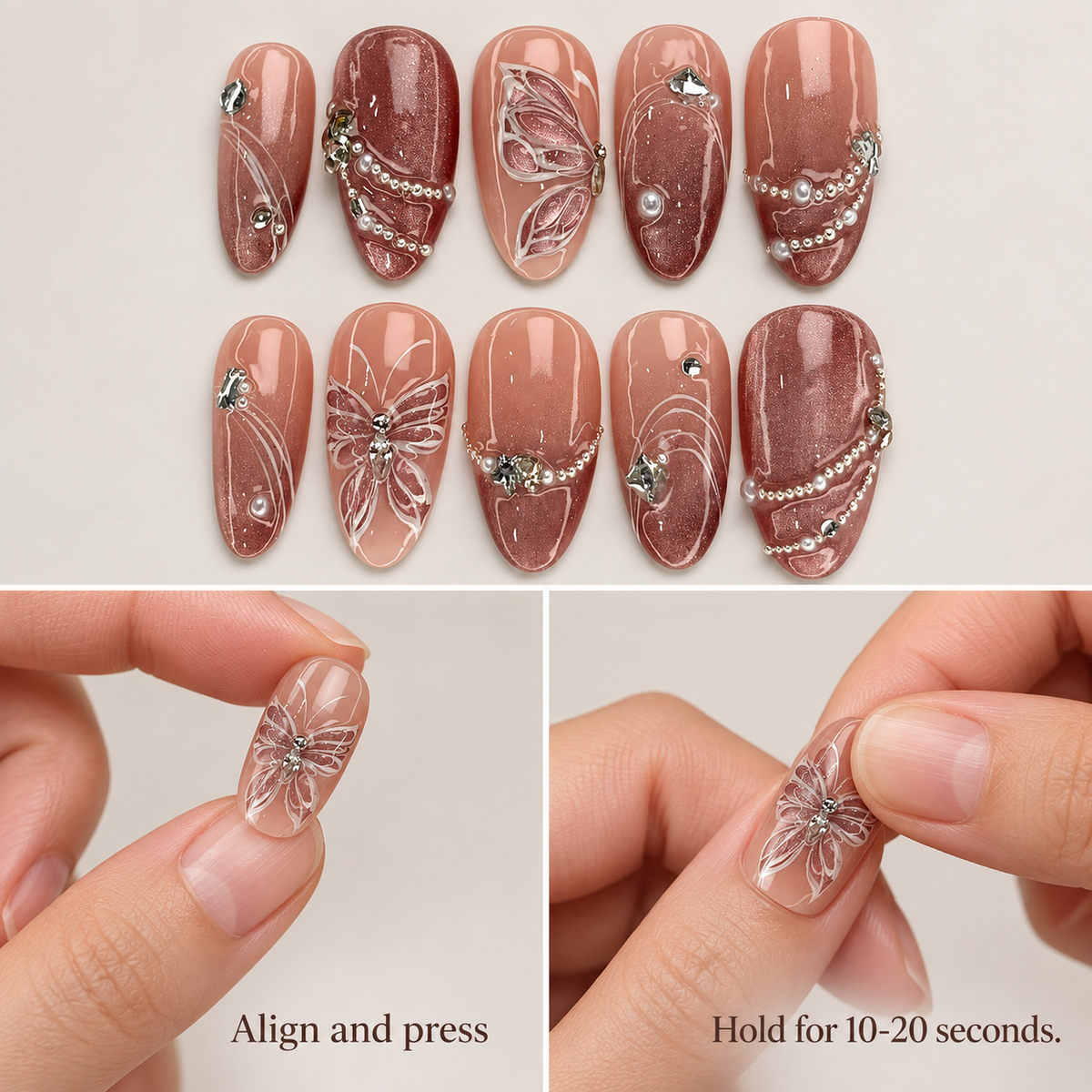 Butterfly Galaxy Cat Eye Crystal Press On Nail Set · mproduct-53ab2f288a8fccce83f8