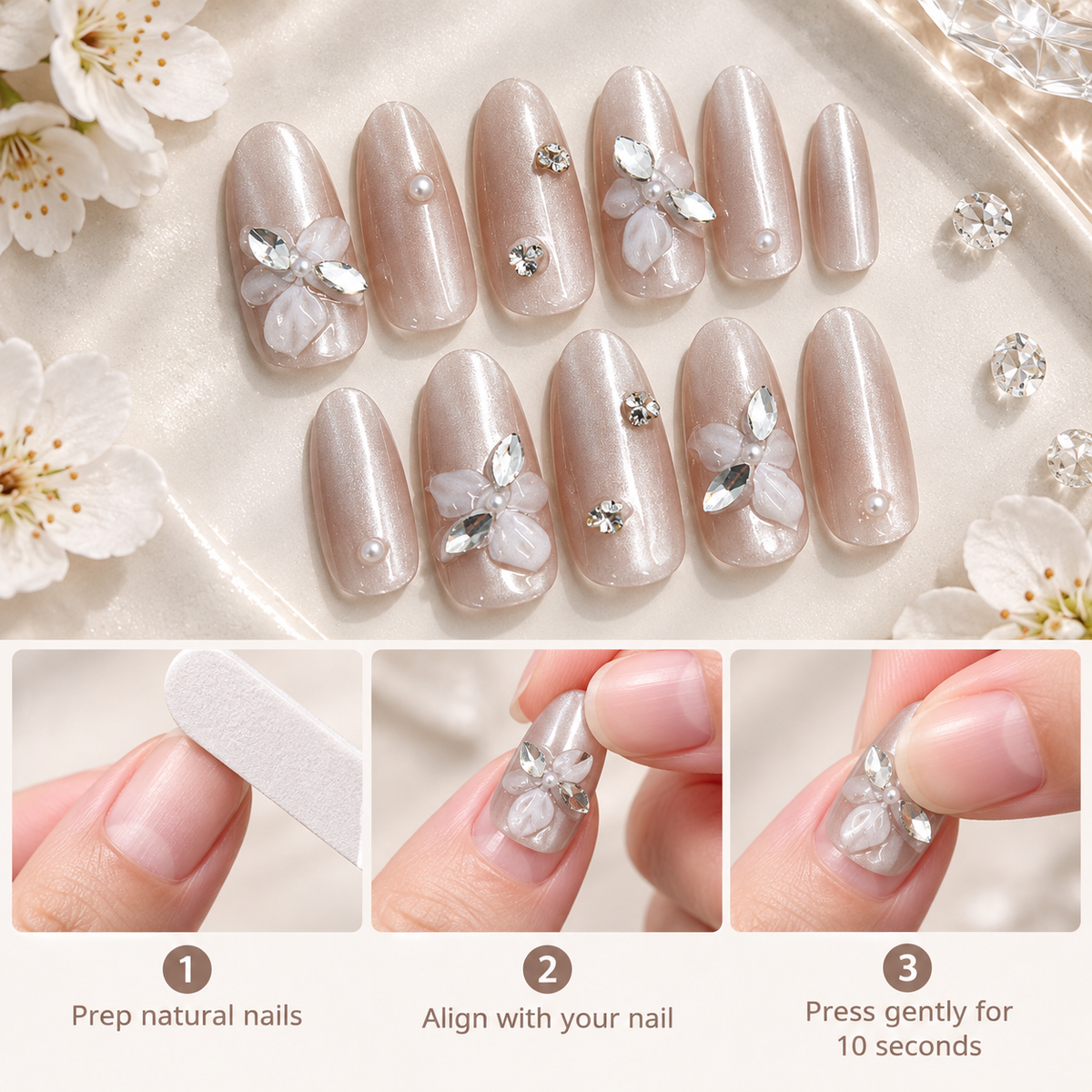 Iced Tea Pear Blossom Cat Eye Press On Nail Set · mproduct-53b5e0d606eb1be30239