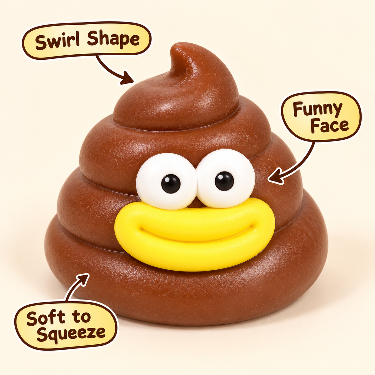 Poop Crunchy Squishy Toy with a Brown Swirl Shape and Funny Face · mproduct-549a52ea57987d1e0d7f