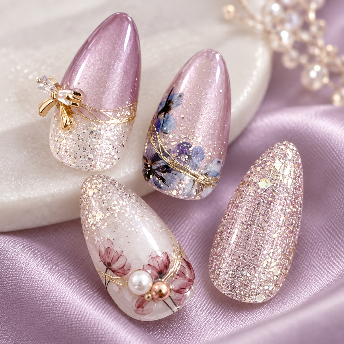 Gilded Dream Purple Bow Pearl Press On Nail Set · mproduct-549c310baa132f0bf362
