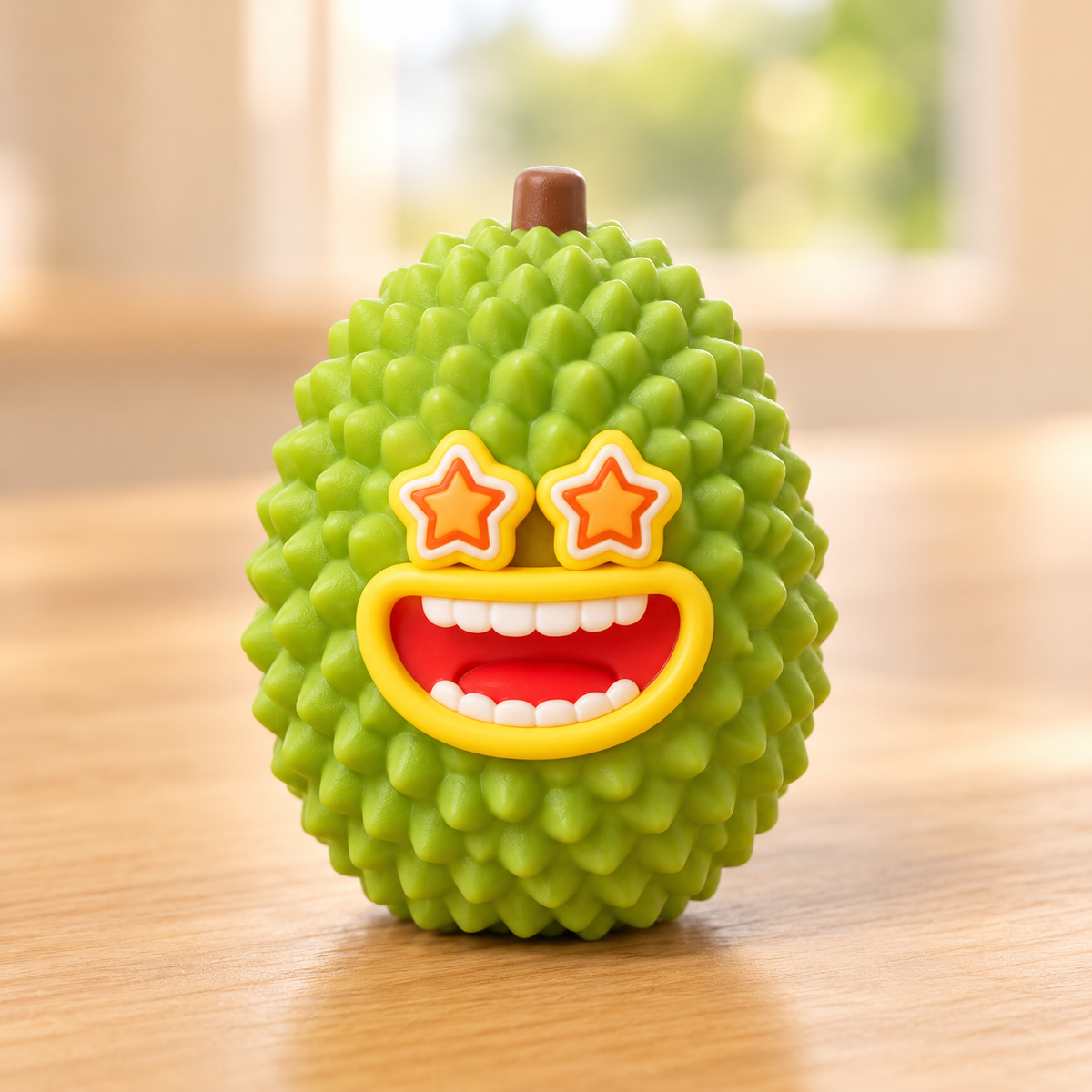 Durian Crunchy Squishy Toy with a Green Textured Shell and Funny Face · mproduct-54d101d9be1cb85ffe49