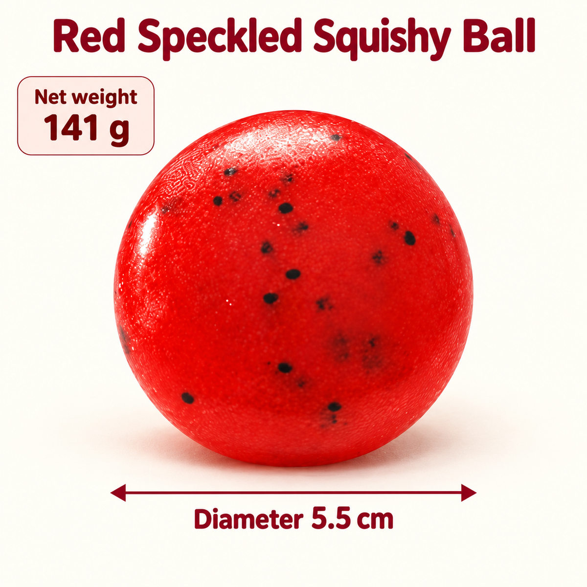 Red Squishy Ball with Black Speckles for Squeeze Play · mproduct-553367c52e4213cd7fa9