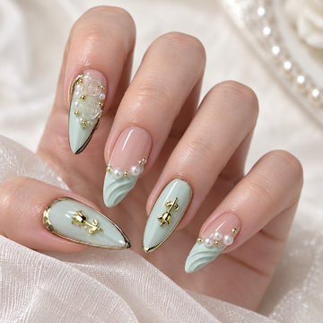 Mint Matcha Rose Pearl Press On Nail Set · mproduct-555e8c3933f5fa4fbdbe