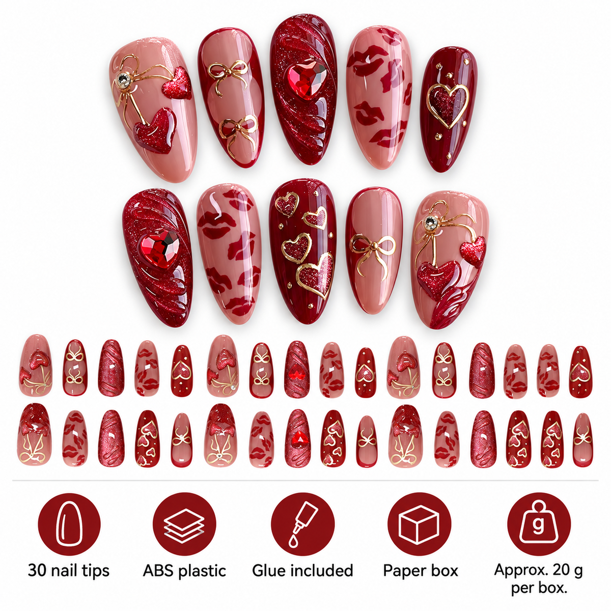 Berry Cherry Cat Eye Bow Press On Nail Set · mproduct-558be0cd49c903ad3ec4