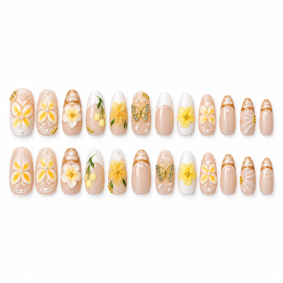 Creamy Butterfly Lily Pearl Press On Nail Set · mproduct-5644286e30426433be1f