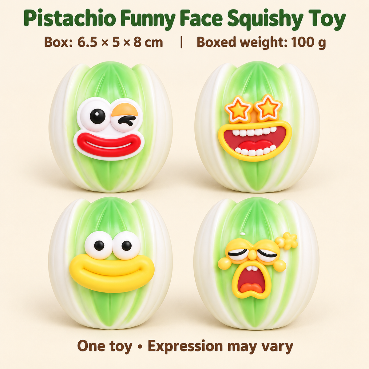 Pistachio Crunchy Squishy Toy with a Split Shell and Funny Face · mproduct-57c39ade07e989ef8e34