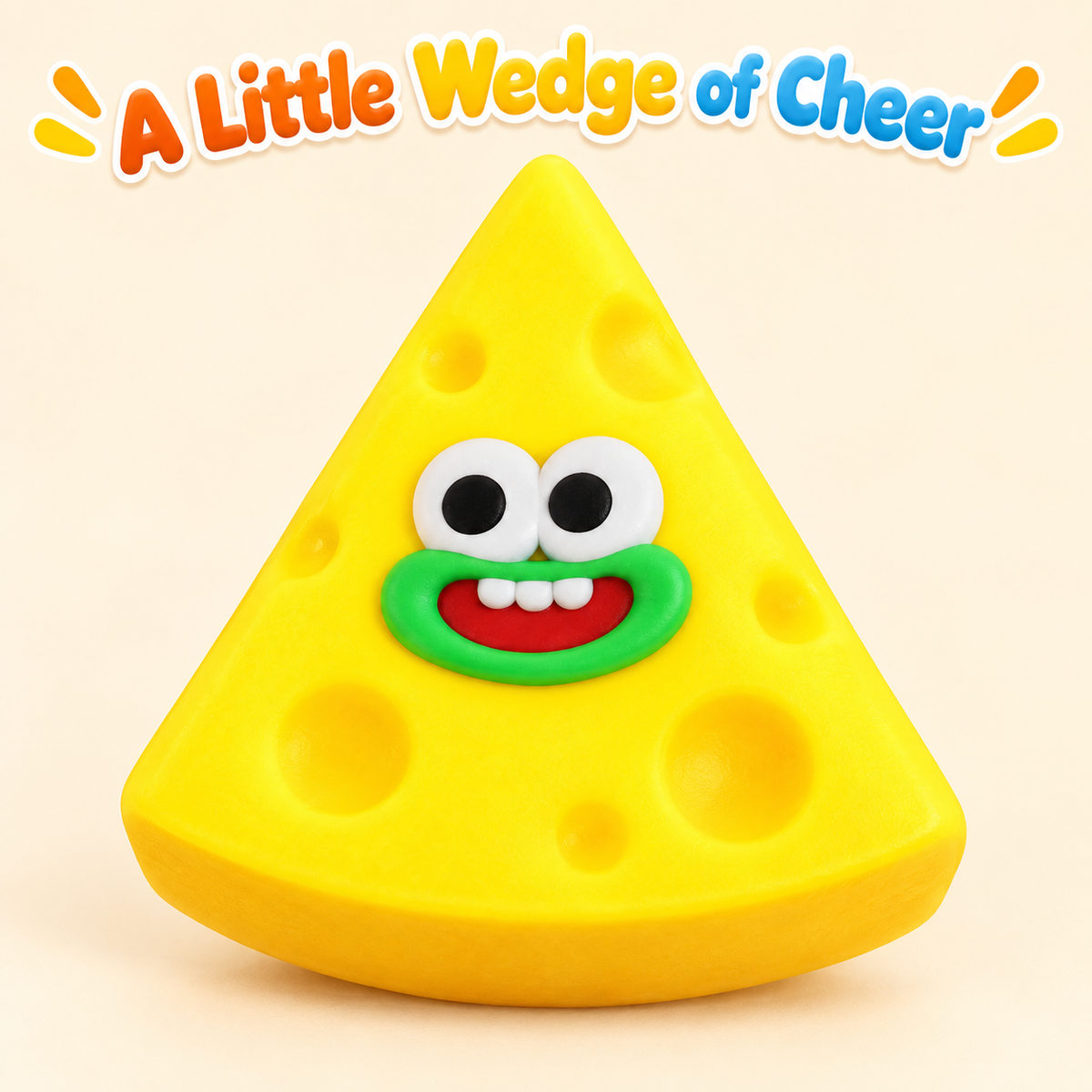 Cheese Wedge Crunchy Squishy Toy with a Yellow Triangle and Funny Face · mproduct-588ed43d8f6059da427e