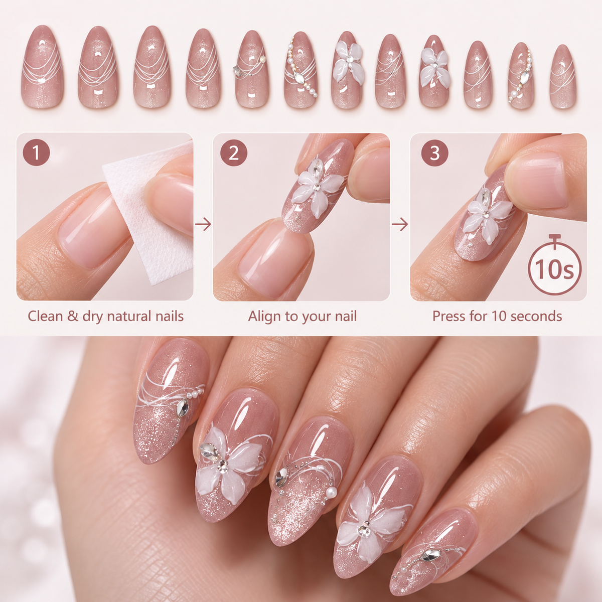 Crystal Ice Blossom Cat Eye Press On Nail Set · mproduct-5b0ab5e2675d2c0bbbb6