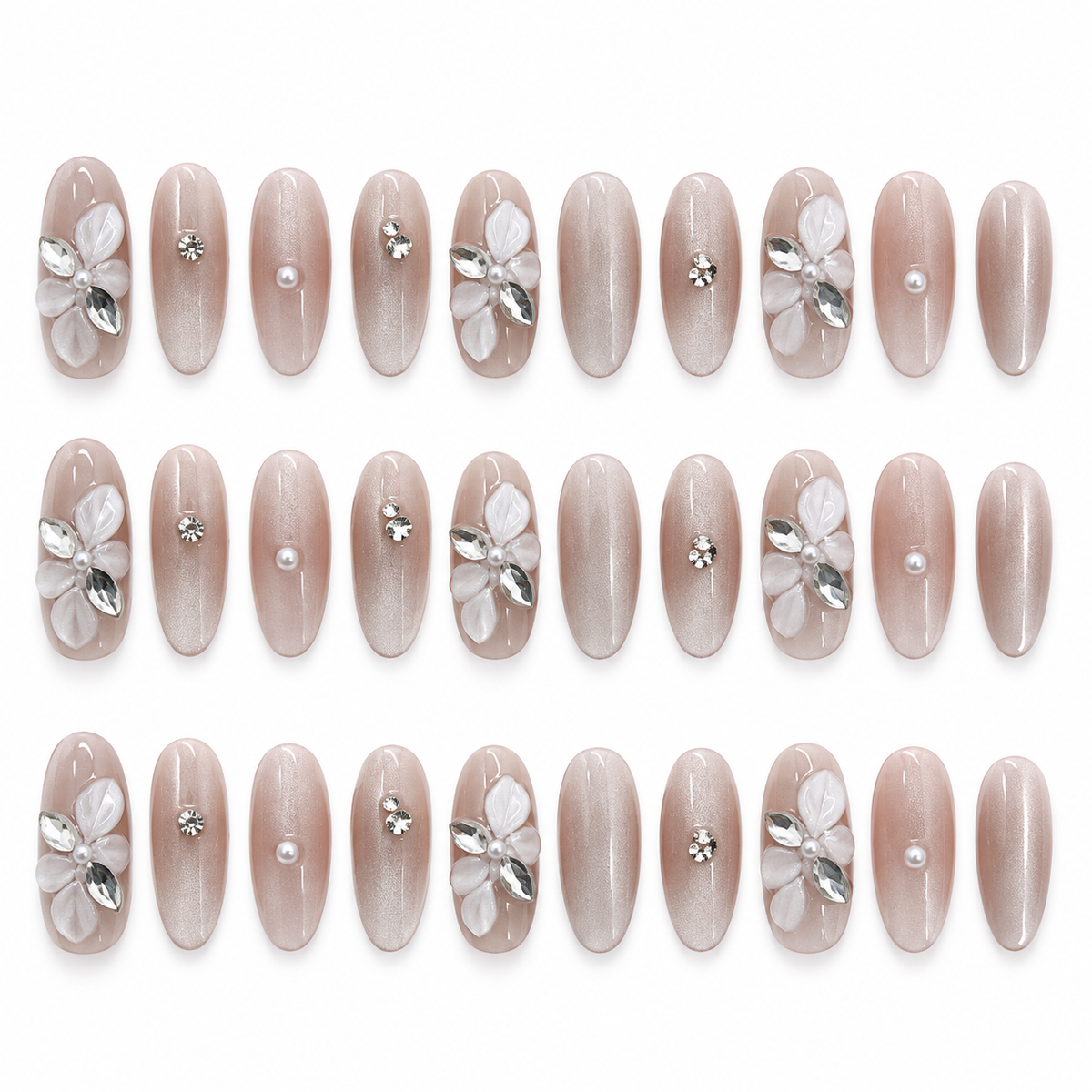 Iced Tea Pear Blossom Cat Eye Press On Nail Set · mproduct-5b85538f4f016de6acb4