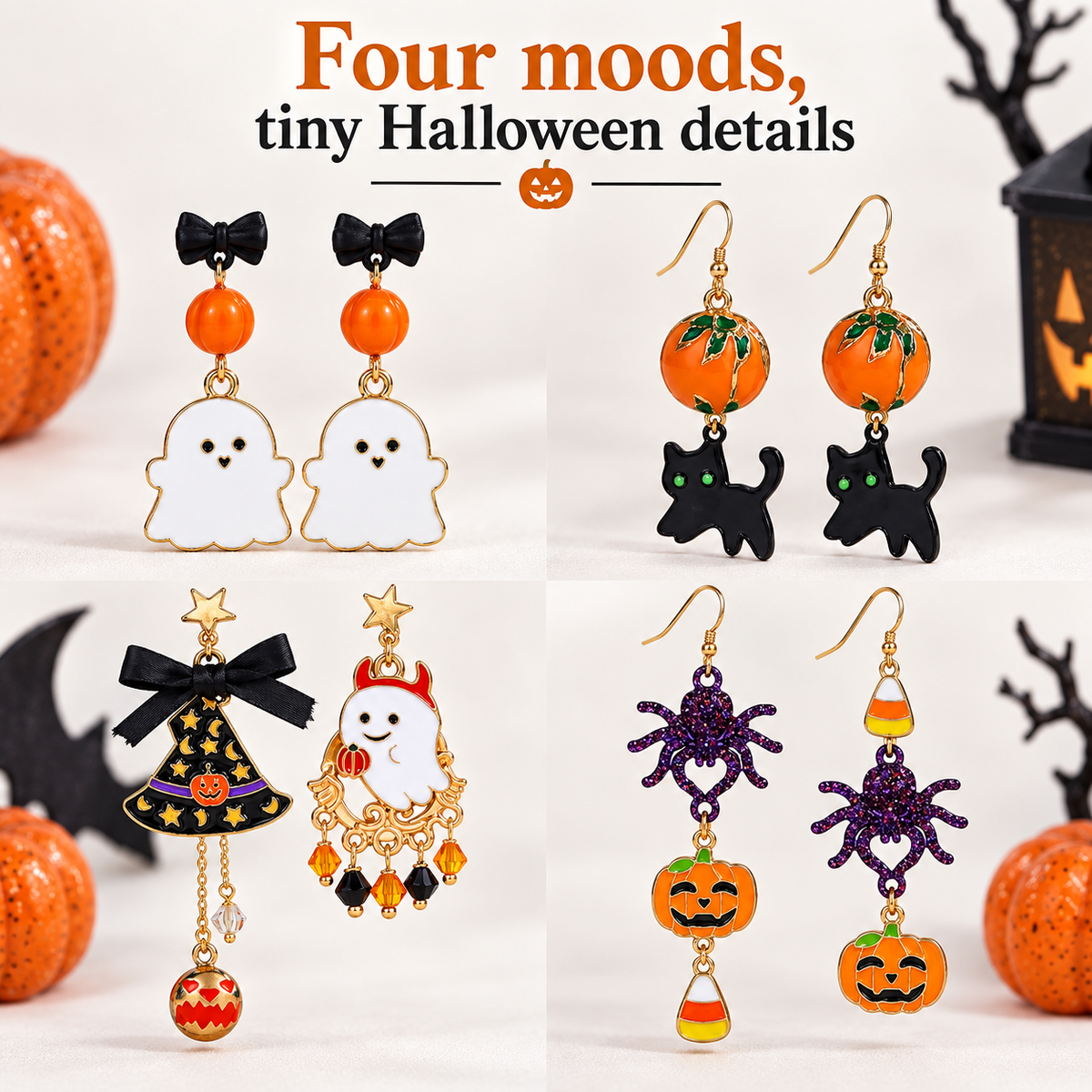 Halloween Ghost Pumpkin Earrings Collection Four Designs · mproduct-5f2614653a478e28ee49