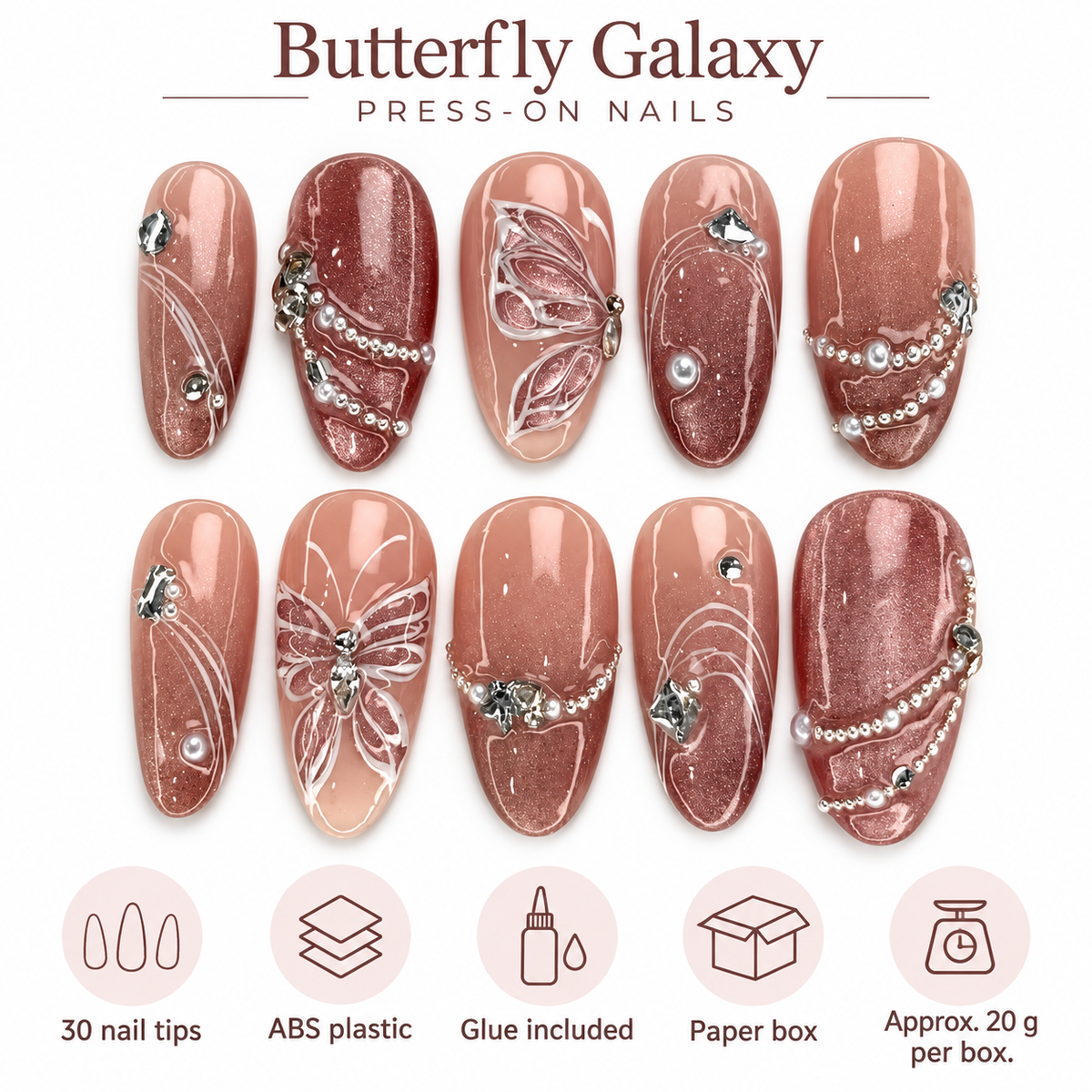 Butterfly Galaxy Cat Eye Crystal Press On Nail Set · mproduct-5f8d023aa481759802e0