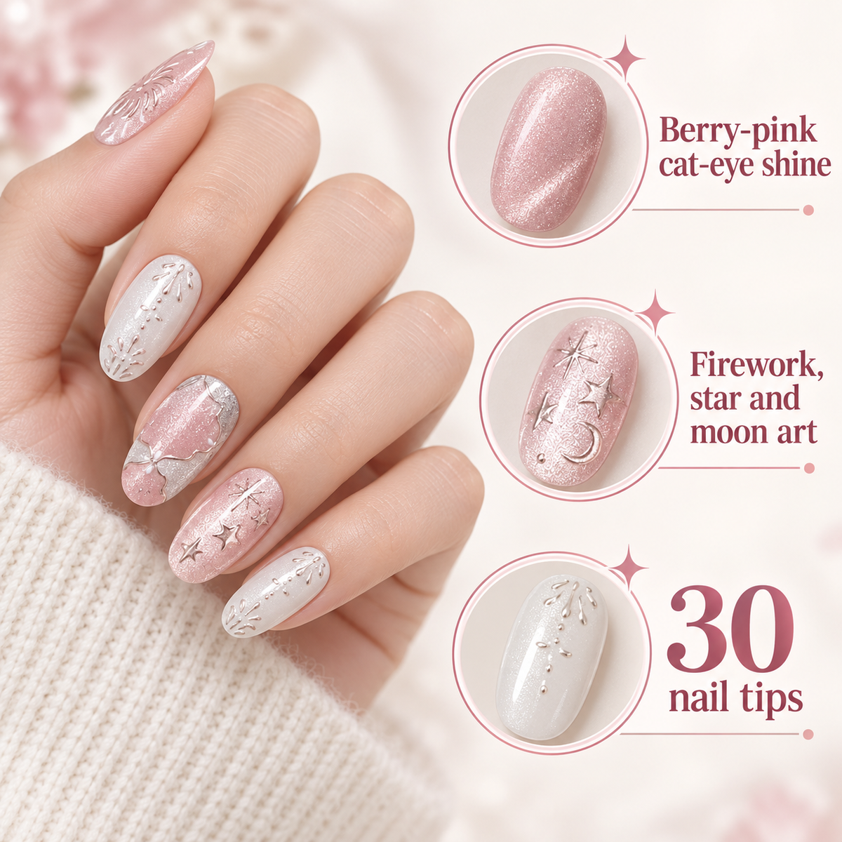 Berry Mirror Fireworks Cat Eye Press On Nail Set · mproduct-5f98dc372da2a59b13da
