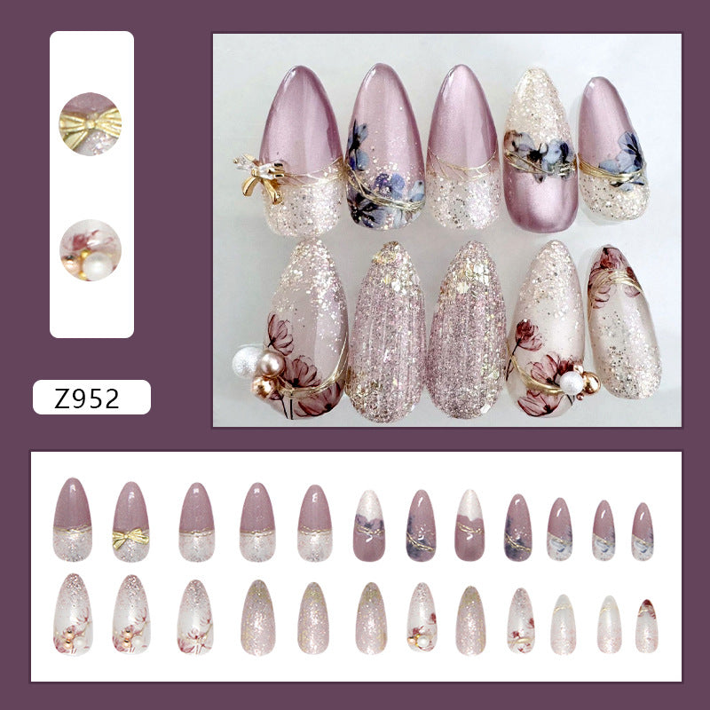 Gilded Dream Purple Bow Pearl Press On Nail Set · mproduct-60b211f8c9bddd0cf3c6