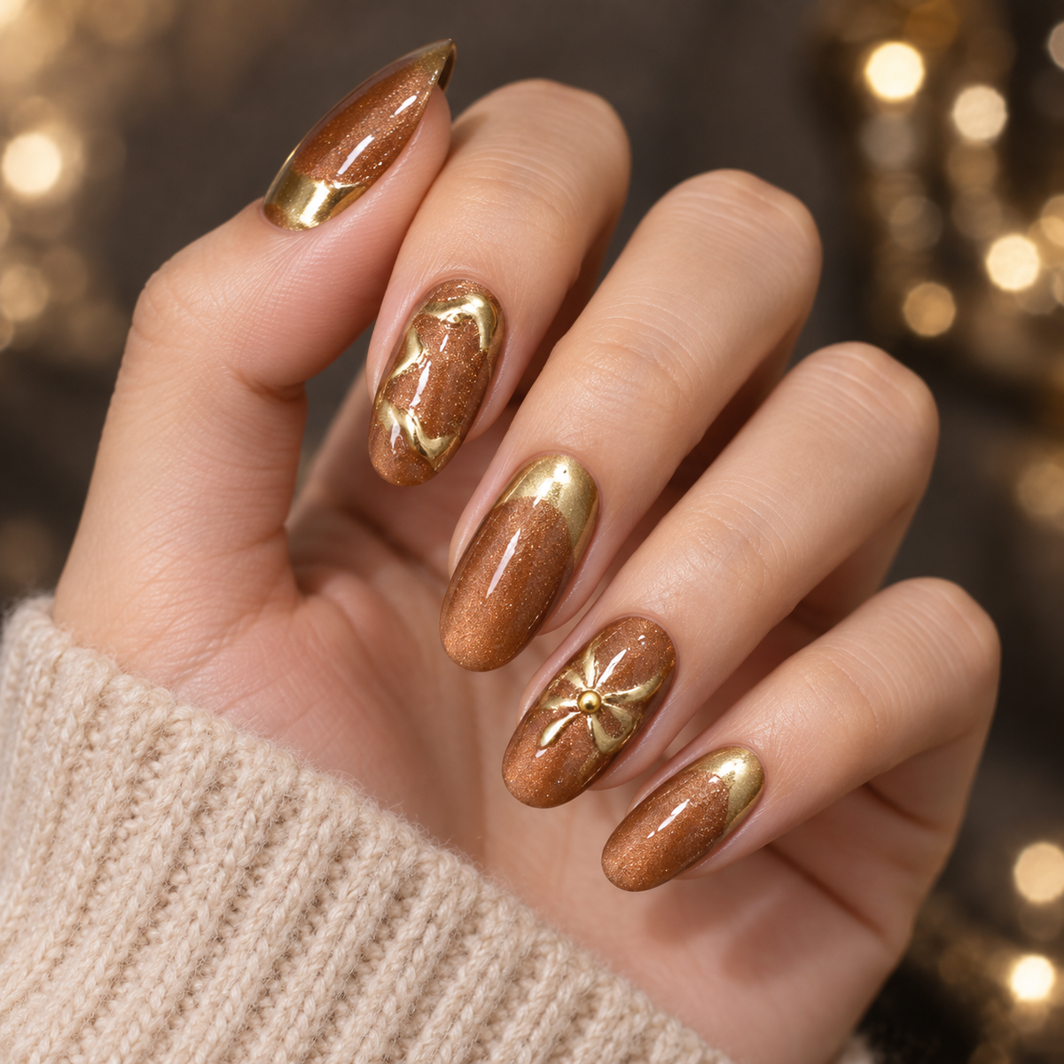 Gilded Phantom Cat Eye Bow Press On Nail Set · mproduct-62219adea2bb59e899f1