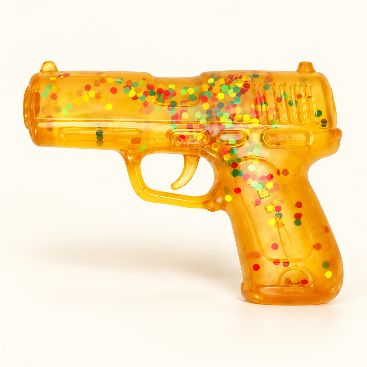 Pistol Shaped Squishy Toy with a Colourful Confetti Design · mproduct-625abd8a302e962ca0b4