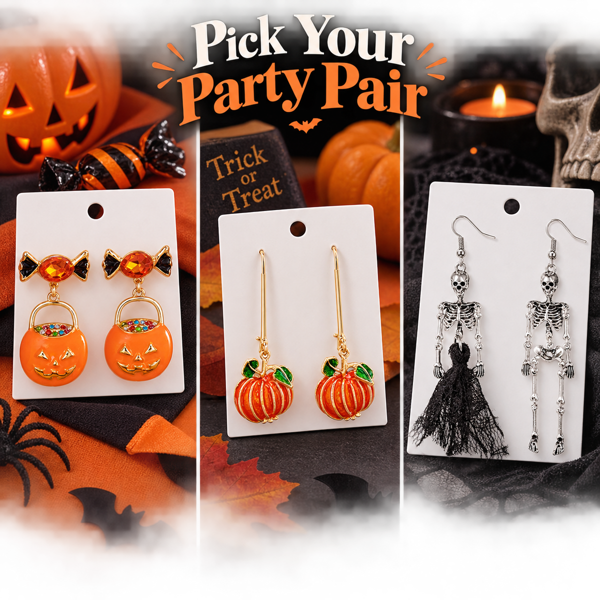 Halloween Pumpkin Skeleton Earrings Collection · mproduct-63243b857932a921c0df