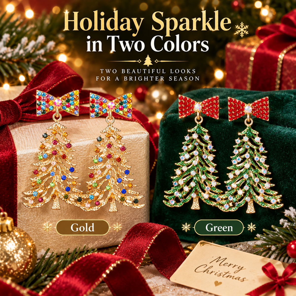 Rhinestone Christmas Tree Earrings Two Colors · mproduct-6402e3d76ab43ed94892