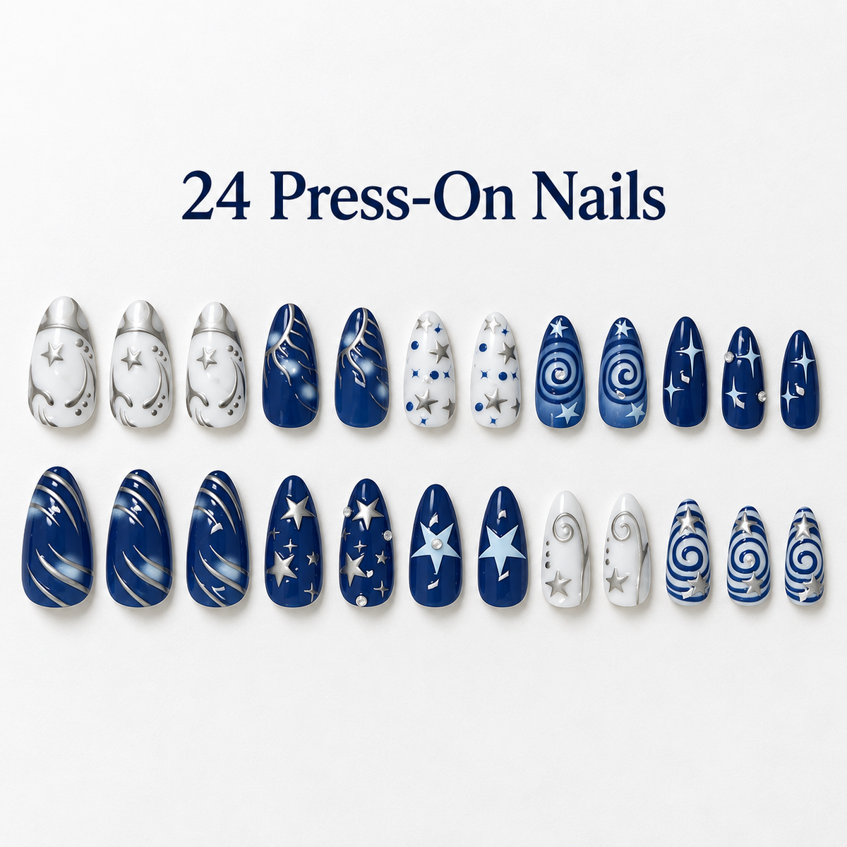 Deep Sea Silver Star Trail Press On Nail Set · mproduct-645cff427a9f28e57389