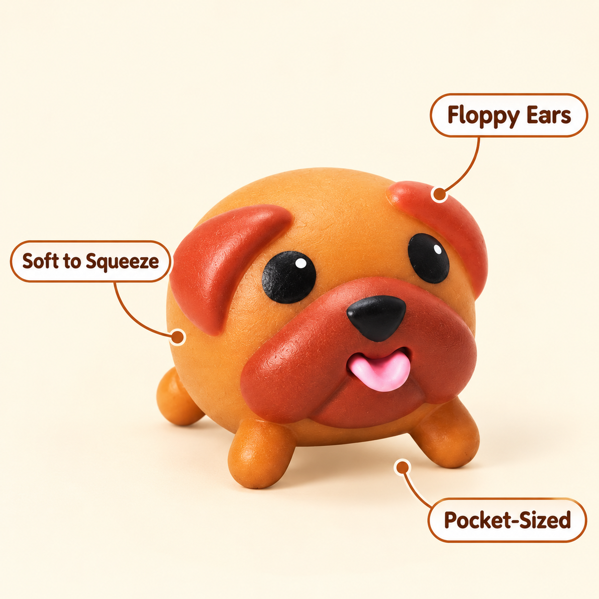 Brown Dog Squishy Toy with Floppy Ears and Pink Tongue · mproduct-64e9e288e7d95d0cd9dd