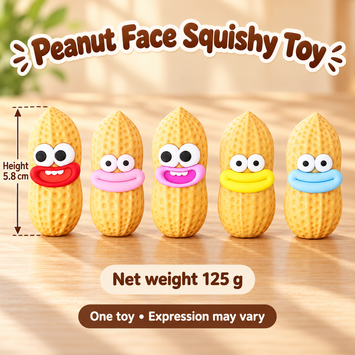 Peanut Crunchy Squishy Toy with a Textured Shell and Funny Face · mproduct-657b874b3ea36103efa2