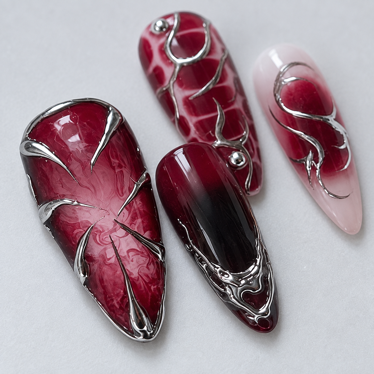 Dark Red Punk Press-On Nails · mproduct-67bc425b6279e572e7d6